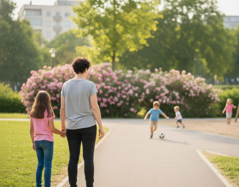 Michela al parco con i bambini